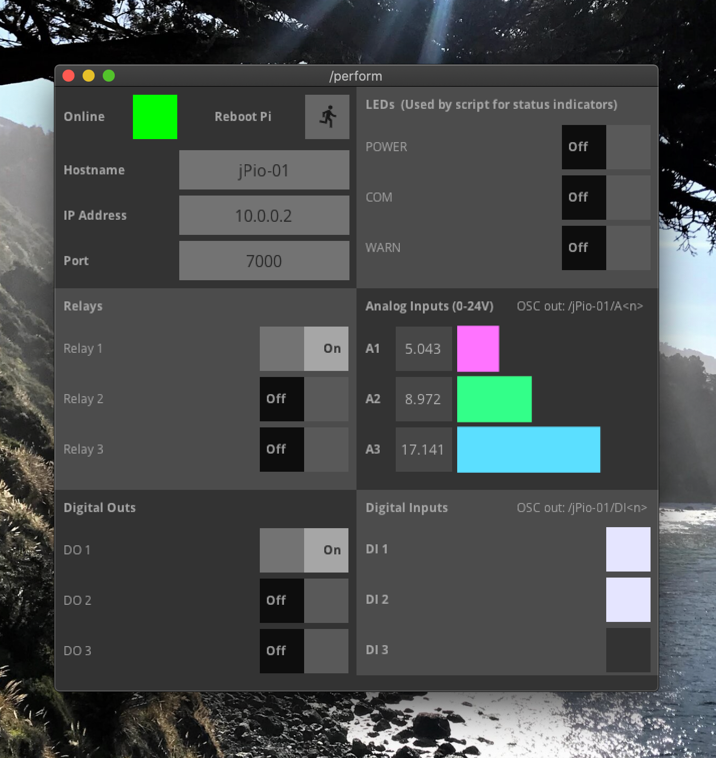 Testing interface built in TouchDesigner