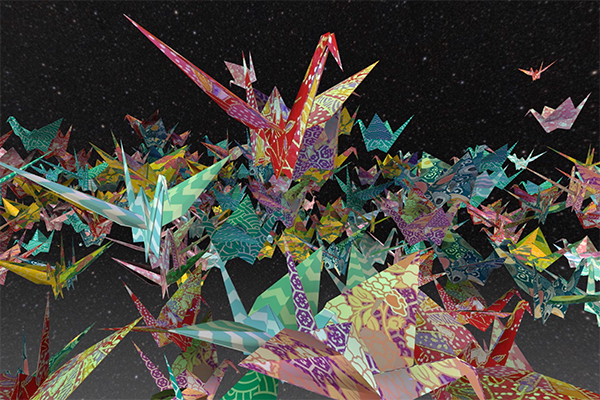 Flock of paper cranes